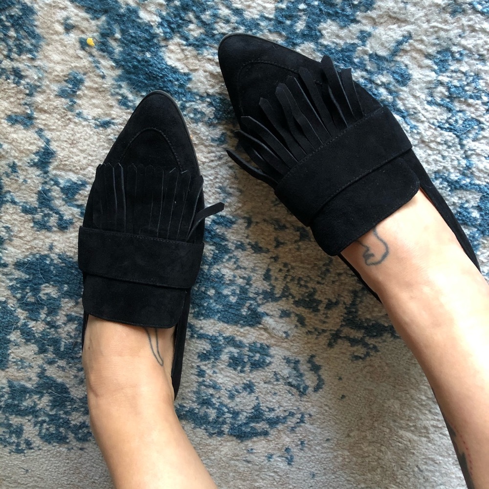 Matiko suede loafer point shoes with fringe NWT - Picture 2 of 10